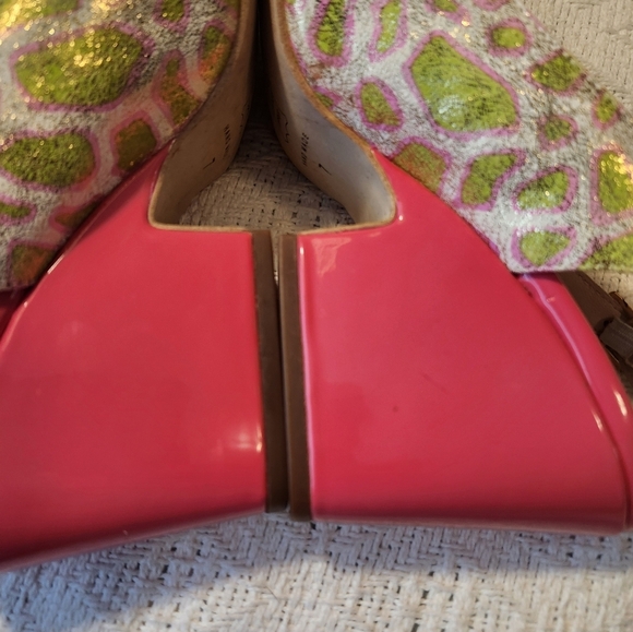 Sacha London Pink and Green Funky Women's Leather Heels Size 7 - Picture 6 of 10